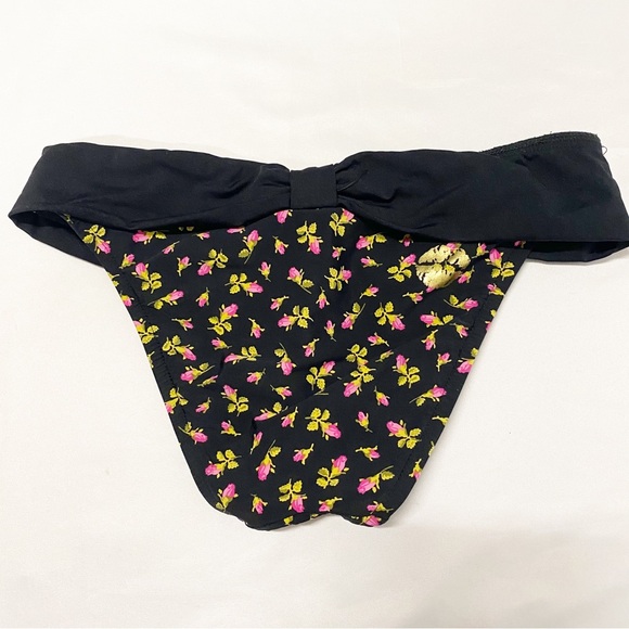 Betsey Johnson Vintage Black, Pink & Leopard Ditsy Floral Print Bikini - Picture 4 of 11